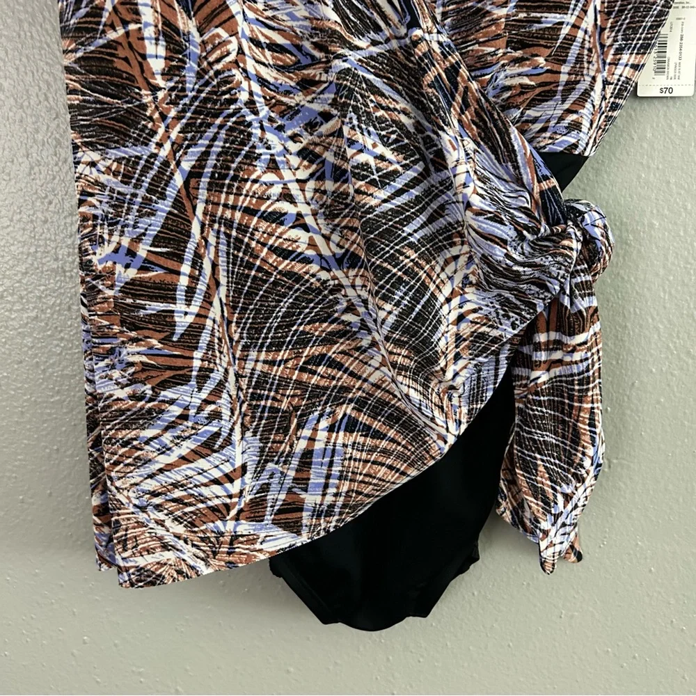 Sonnet Shores Wrap Side Tie One Piece Swimsuit 16 Tummy Panel Full Coverage NWT - Picture 6 of 11